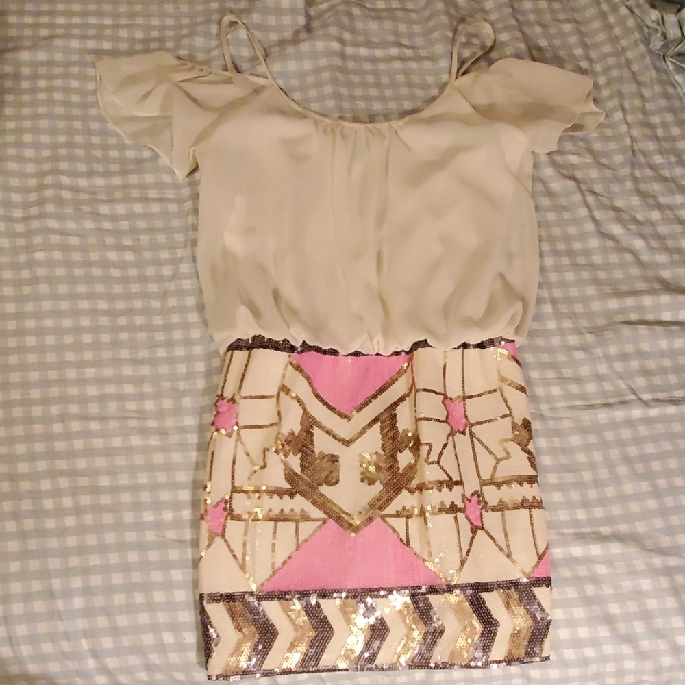 Off the shoulder sequin dress